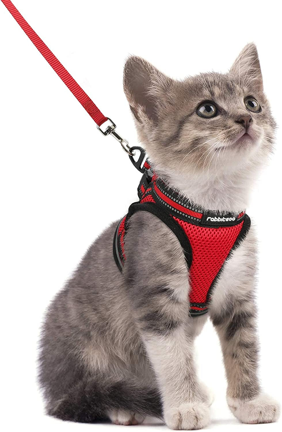 Cat Harness and Leash Set for Walking Escape Proof, Adjustable Soft Kittens Vest with Reflective Strip for Cats, Comfortable Outdoor Vest, Black, Small