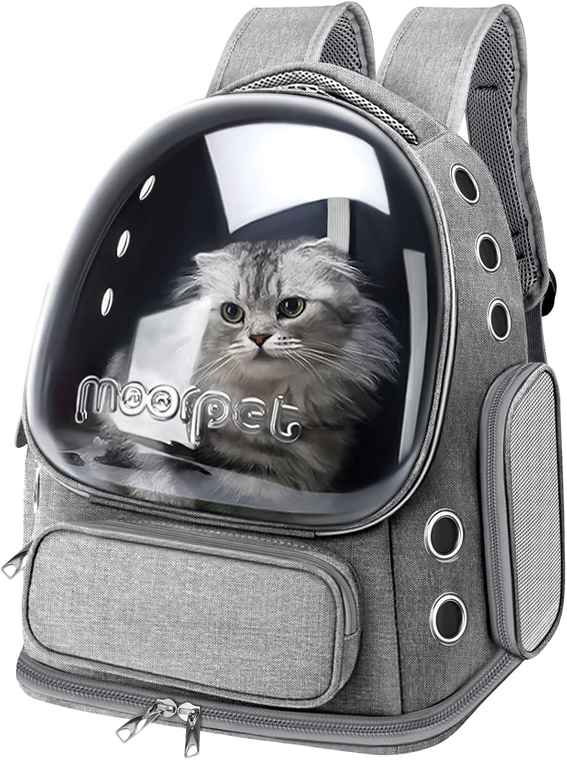 Cat Backpack Carrier, Breathable Cat Carrier Backpack Large Space Cat Bubble Backpack for Kitty Small Dog, Foldable Airline Approved Cat Backpack, Transparent Cat Travel Backpack up to 20 Lbs (Grey)