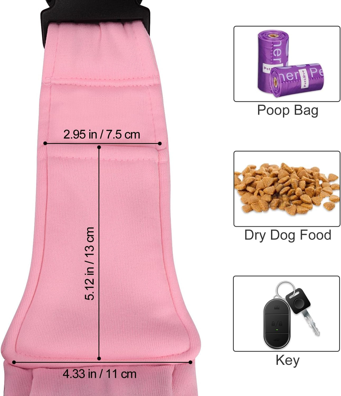 Reversible Dog Cat Sling Carrier, Small Dog Carrier, Adjustable Dog Sling, Hands Free Cross Body Carrier with Collar Hook for Dog/Cat/Bunny up to 11Lb/4.99Kg, Light Pink