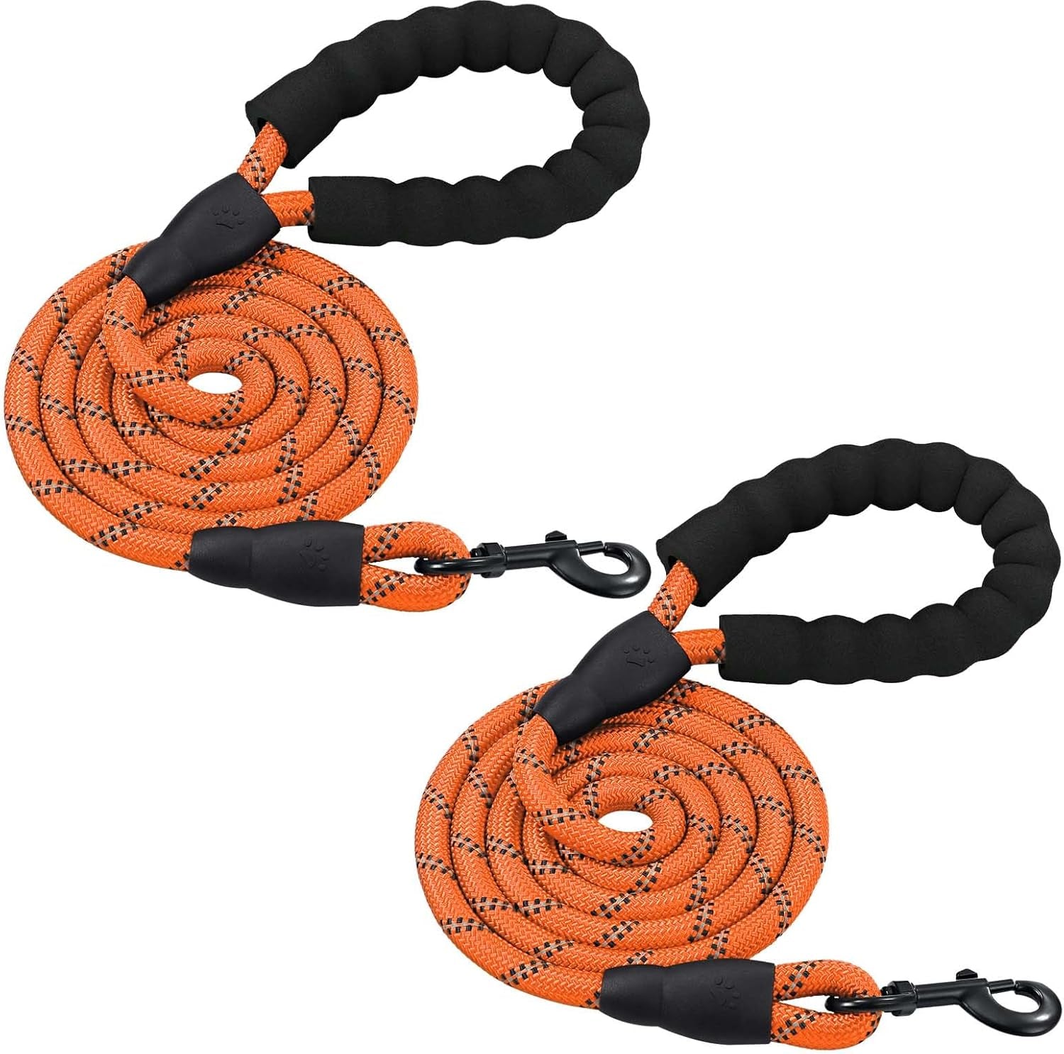 6FT/10FT Strong Dog Leashes with Comfortable Padded Handle and Highly Reflective Threads for Small Medium and Large Dogs(6 Feet X1/2'' (Pack of 1), Black)