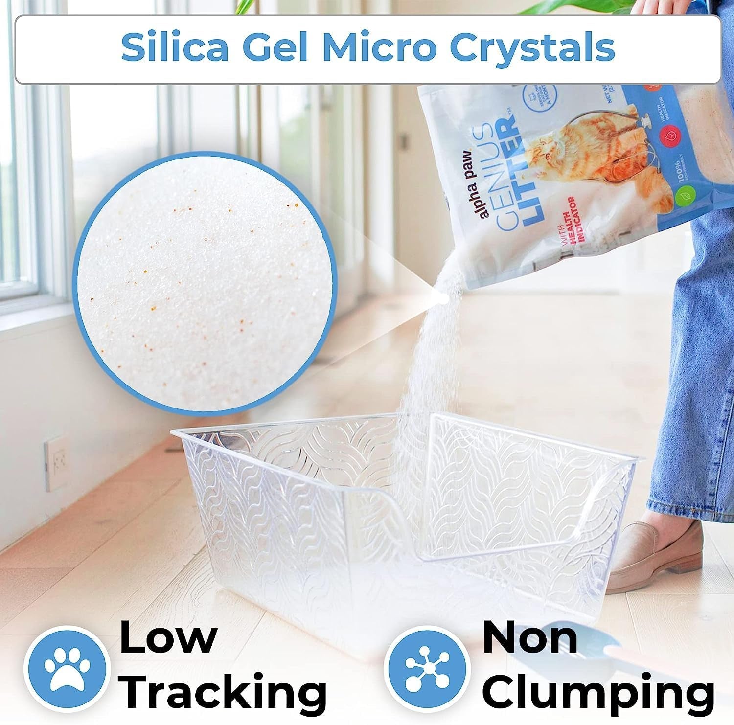 Genius Cat Litter with 5-Color Health Indicator, Non Clumping Lightweight Silica Gel Crystals (6 Lbs) |  | Alpha Paw