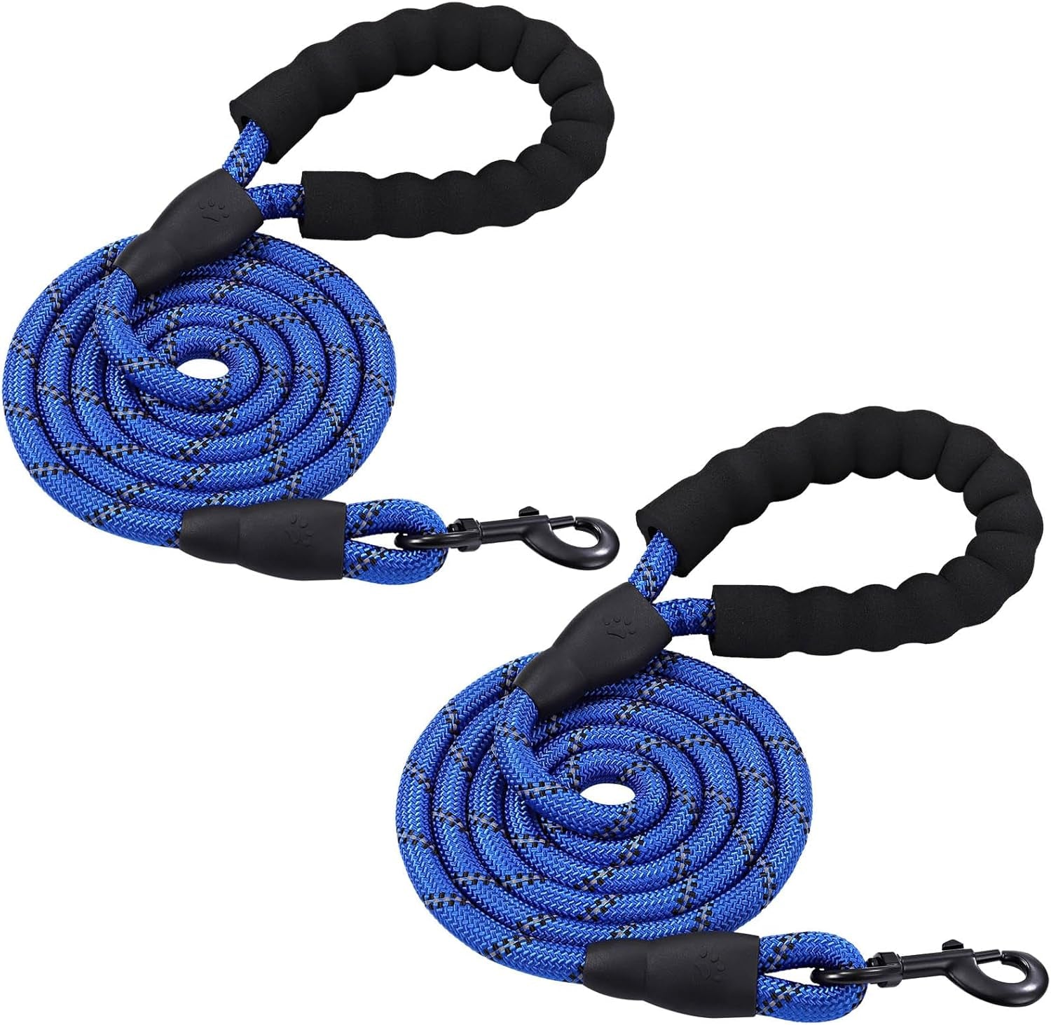 6FT/10FT Strong Dog Leashes with Comfortable Padded Handle and Highly Reflective Threads for Small Medium and Large Dogs(6 Feet X1/2'' (Pack of 1), Black)