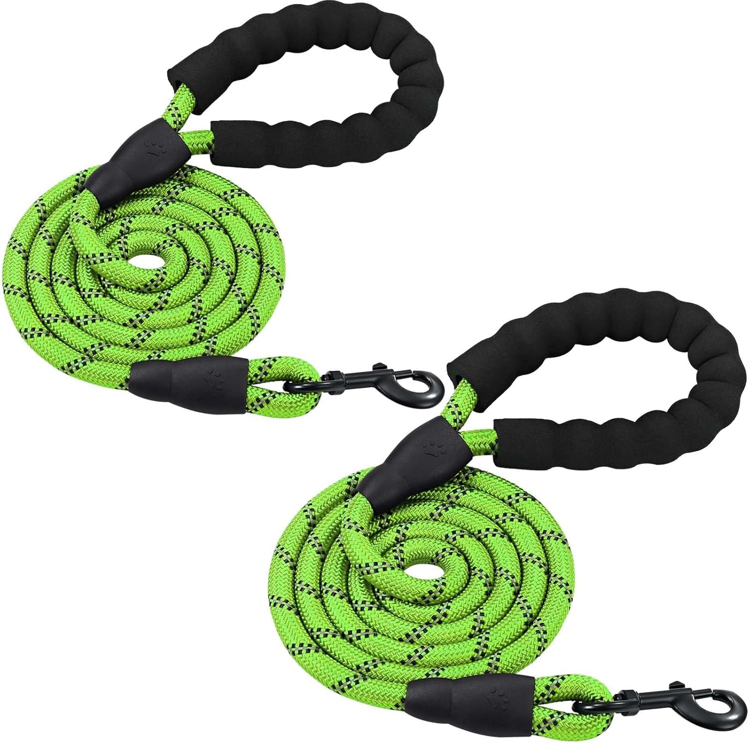 6FT/10FT Strong Dog Leashes with Comfortable Padded Handle and Highly Reflective Threads for Small Medium and Large Dogs(6 Feet X1/2'' (Pack of 1), Black)