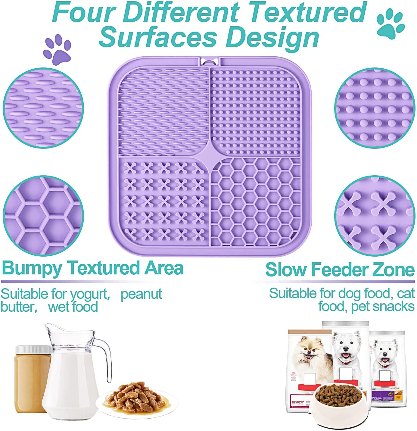 Lick Mat for Dogs & Cats 2 Pack with Suction Cups, Dog Lick Mat for Anxiety Relief, Dog Toys to Keep Them Busy, Peanut Butter Licking Pad for Boredom Reducer, Perfect for Bathing Grooming