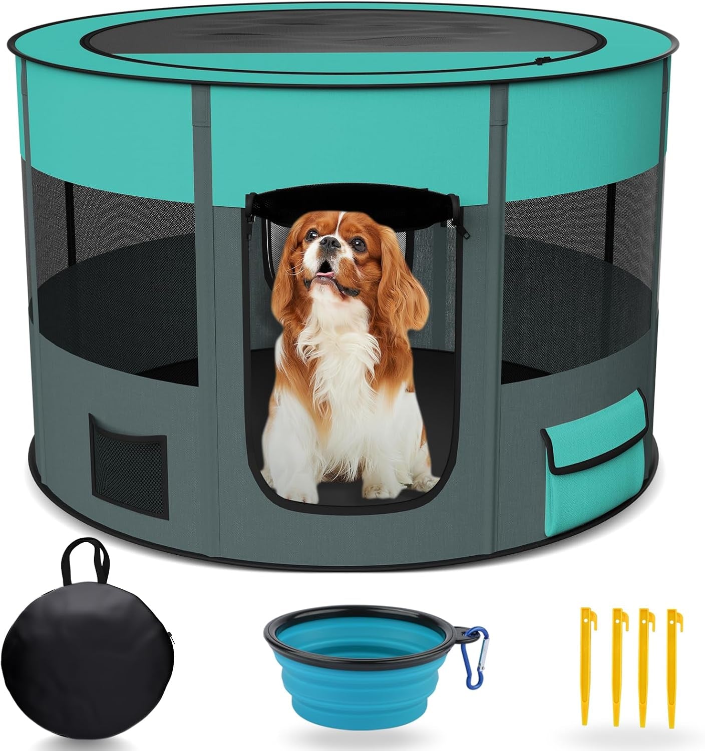 Portable Dog Pen, Upgraded Pet Playpen, Foldable Cat Playpen for Dogs, Cats, Rabbits and Small Animals, Great for Indoor Outdoor Travel 43" Large