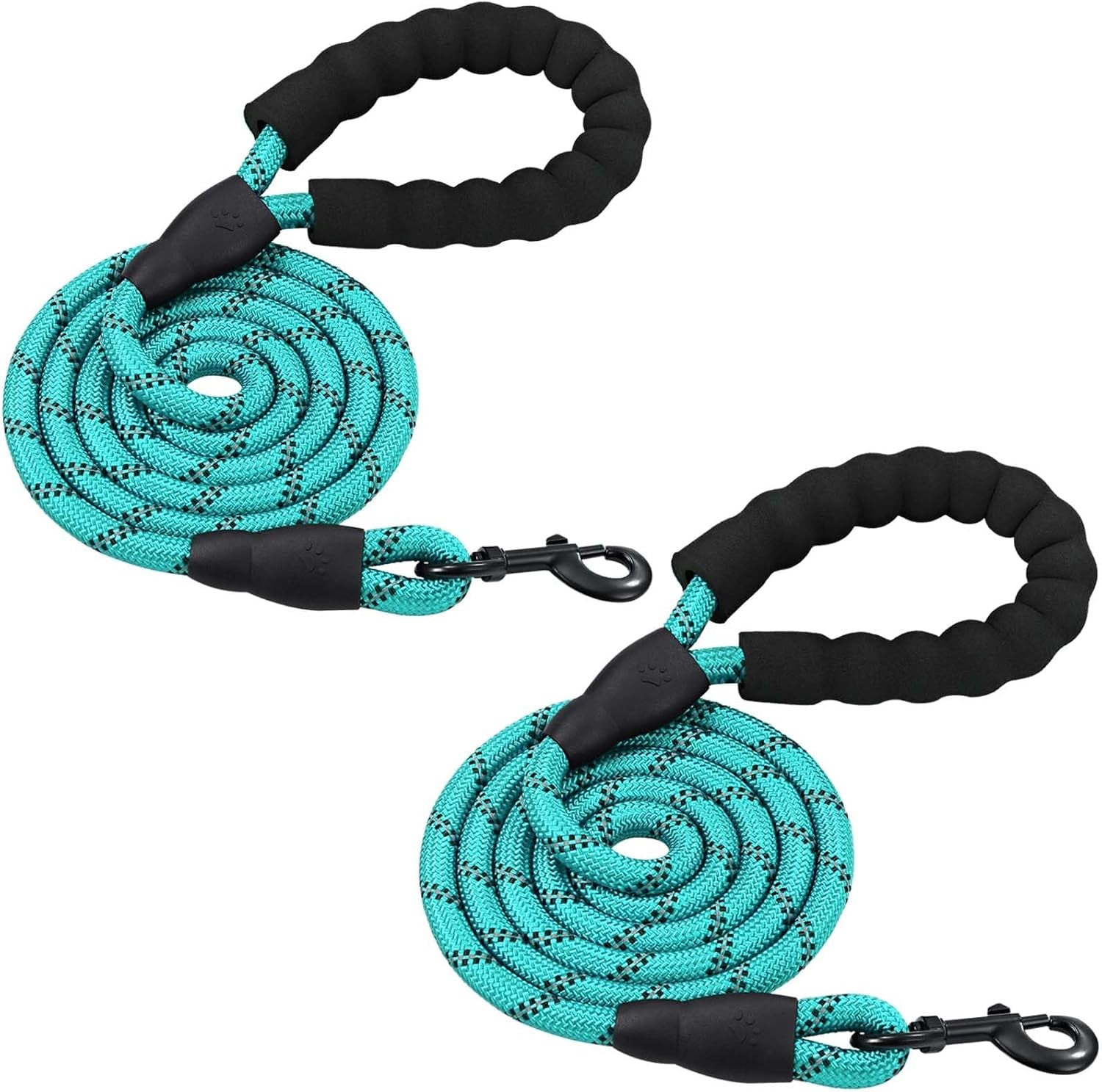 6FT/10FT Strong Dog Leashes with Comfortable Padded Handle and Highly Reflective Threads for Small Medium and Large Dogs(6 Feet X1/2'' (Pack of 1), Black)