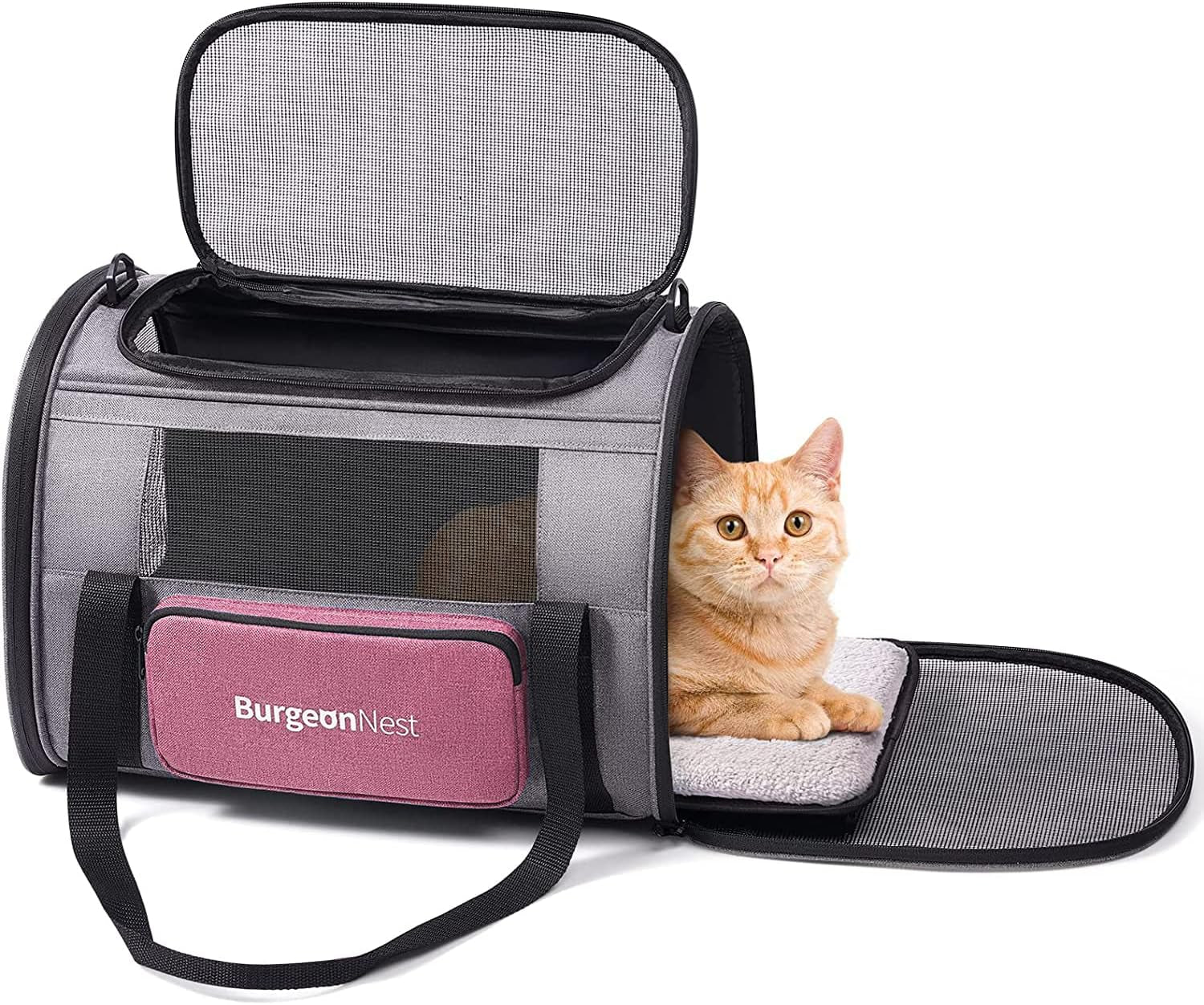 Dog Carrier for Small Dogs and Large Cats under 20 Lbs, Medium Cats 25 Lbs, and with Unique Side Bag,Top Load Pet Carrier Soft-Sided Escape Proof with 4 Ventilated Windows