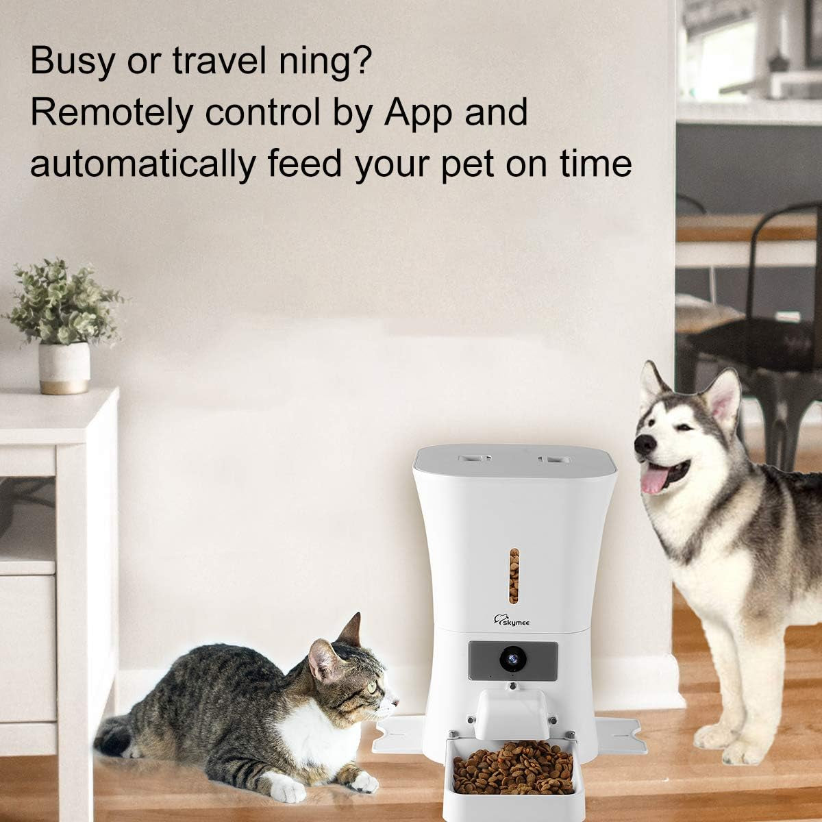 8L Smart Automatic Pet Feeder Food Dispenser for Cats & Dogs - 1080P Full HD Pet Camera Treat Dispenser with Night Vision and 2-Way Audio, Wi-Fi Enabled App for Iphone and Android