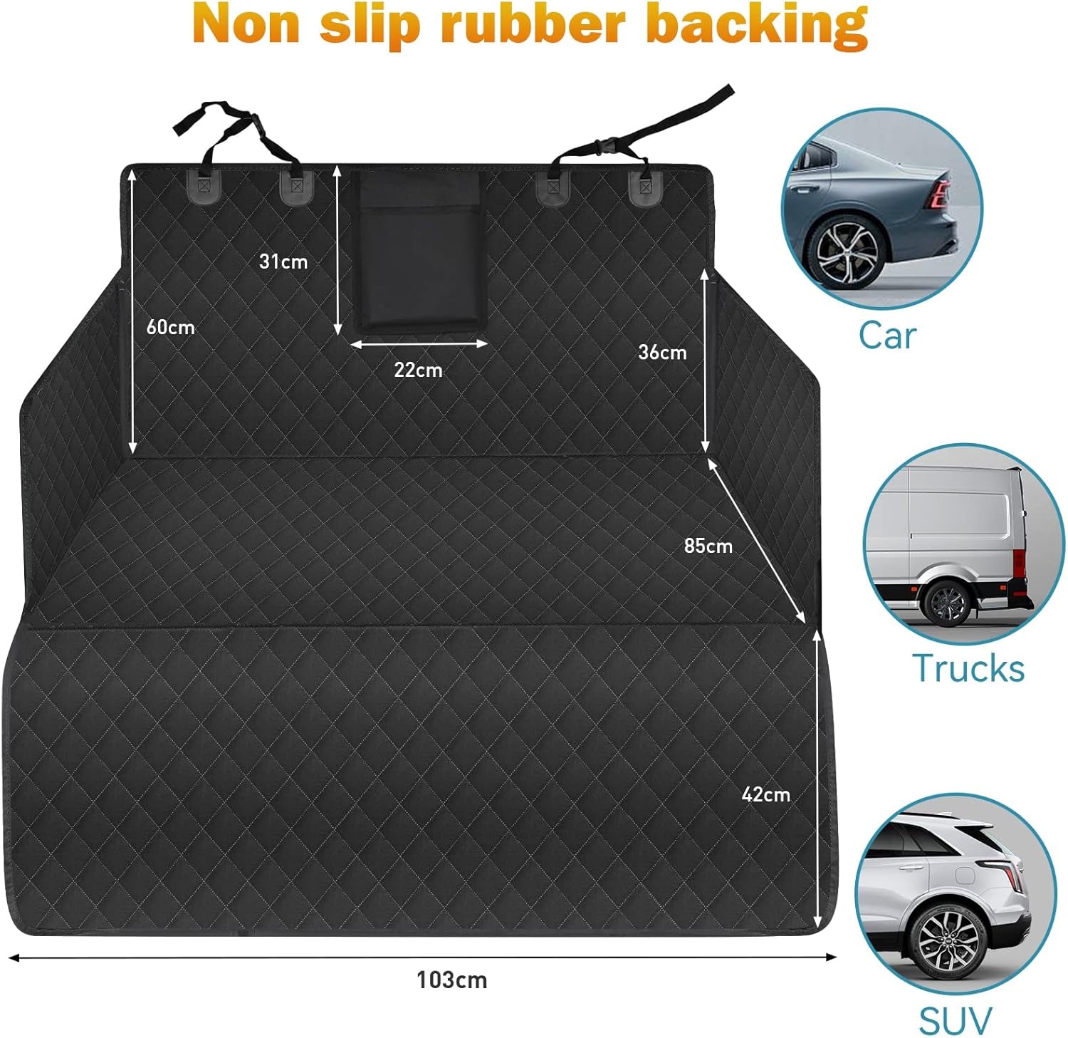 Pets Cargo Liner SUV Dog Cargo Cover, Waterproof Dog Seat Cover Mat for Back Seat Trucks/Suv with Bumper Flap Protector, Nonslip Dog Seat Cover 185 * 105Cm