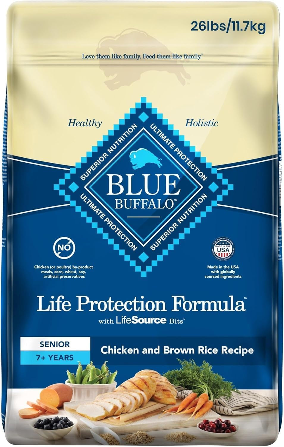 Life Protection Formula Adult Dog Food - Natural Dry Dog Food for Adult Dogs - Chicken and Brown Rice - 11.7 Kg Bag