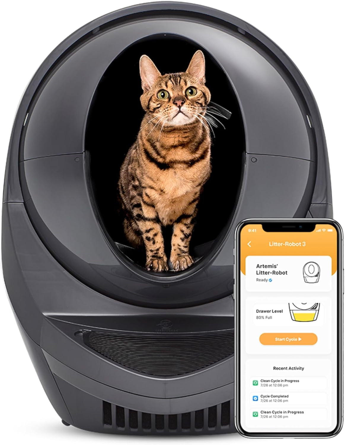 Litter-Robot 3 Connect by  (Grey) Automatic Self-Cleaning Cat Litter Box, Wifi Enabled, Works with Any Clumping Litter, Never Scoop Again