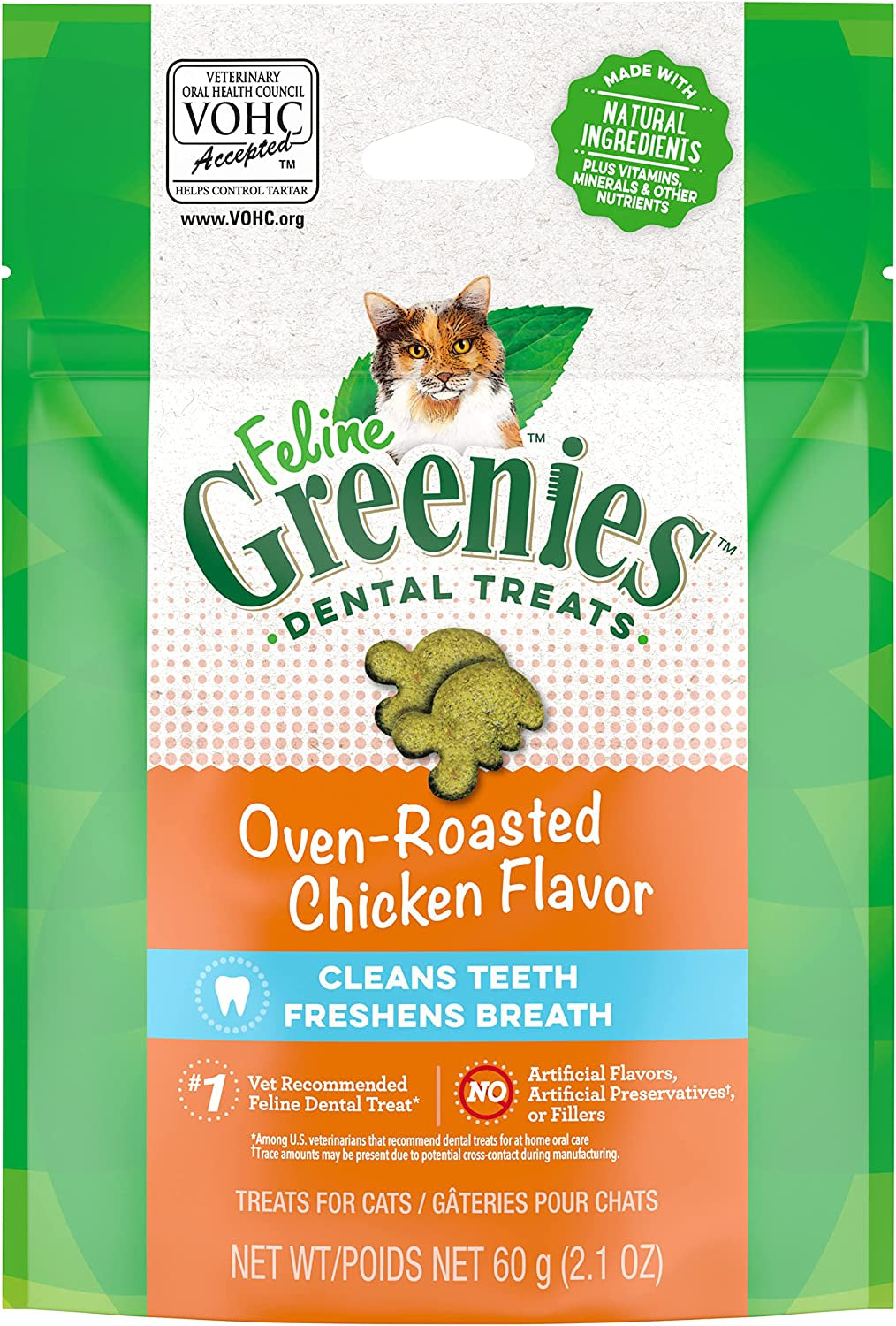 FELINE  Cat Treats Natural Dental Care, Oven Roasted Chicken Flavour, 9.75Oz. Tub