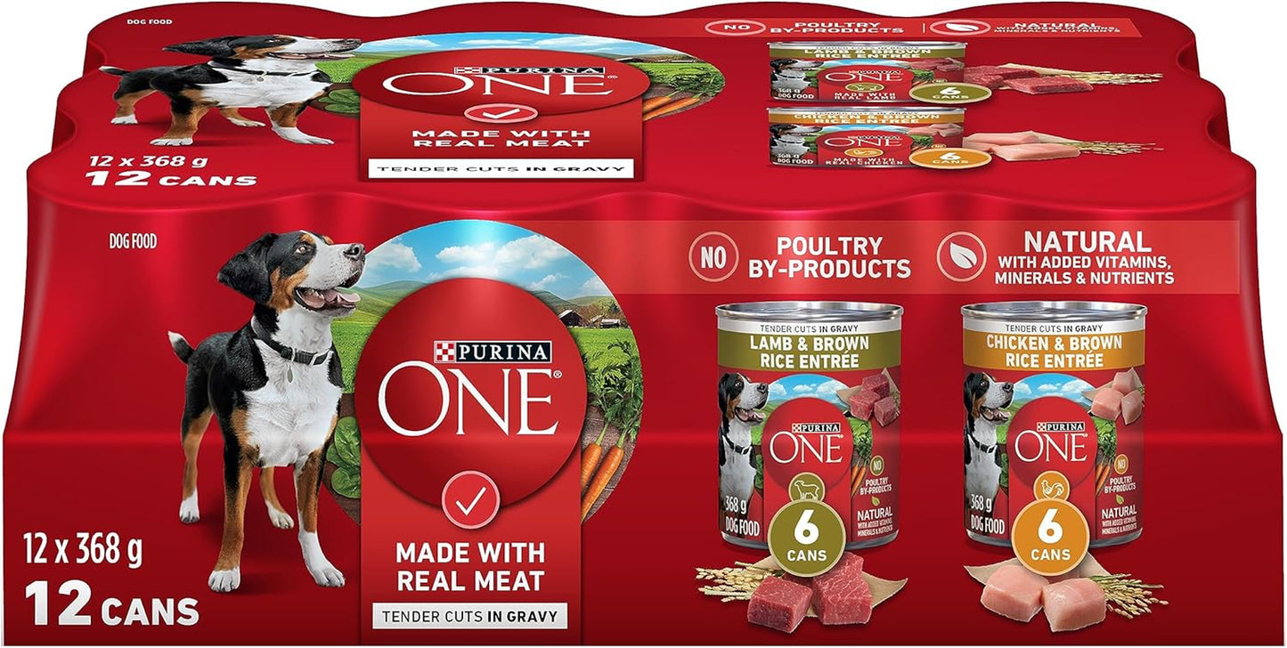 Tender Cuts Wet Dog Food, in Gravy Variety Pack 2 Flavours - 368 G Can (12 Pack)