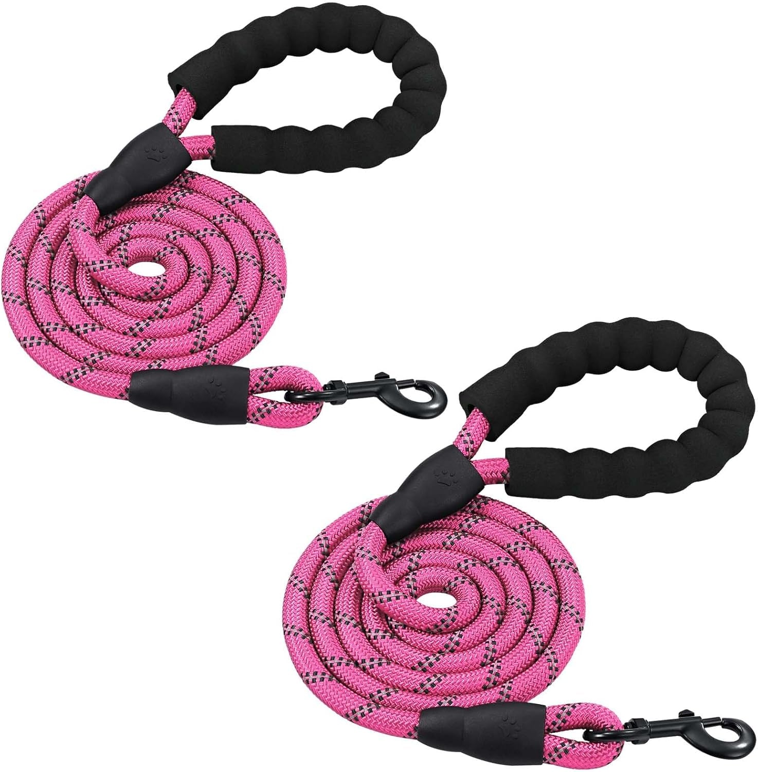 6FT/10FT Strong Dog Leashes with Comfortable Padded Handle and Highly Reflective Threads for Small Medium and Large Dogs(6 Feet X1/2'' (Pack of 1), Black)