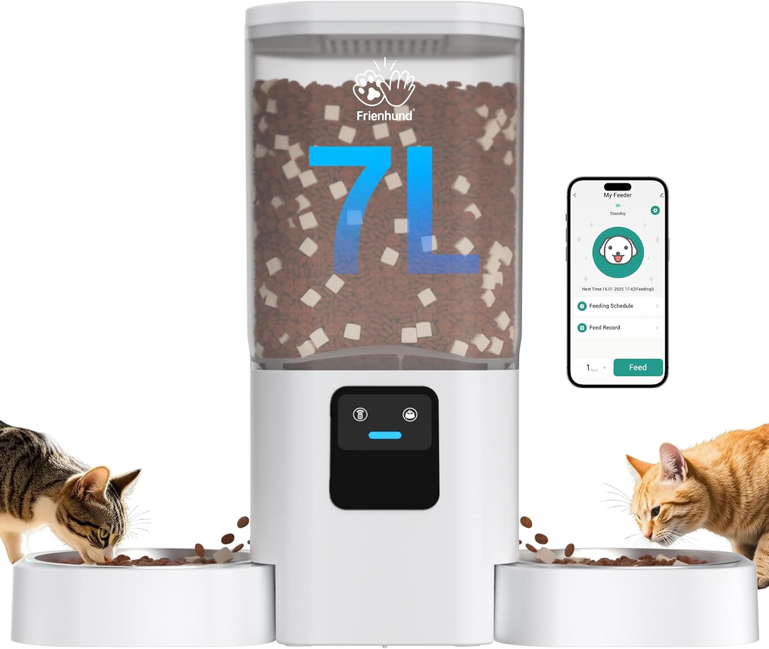 Automatic Cat Feeder with 2K Camera: 5G Wifi Automatic Dog Feeder with Night Vision,Cat Food Dispenser with 7L Large Food Storage Container for Multiple Pet,Detachable for Easy Clean -29 Cup