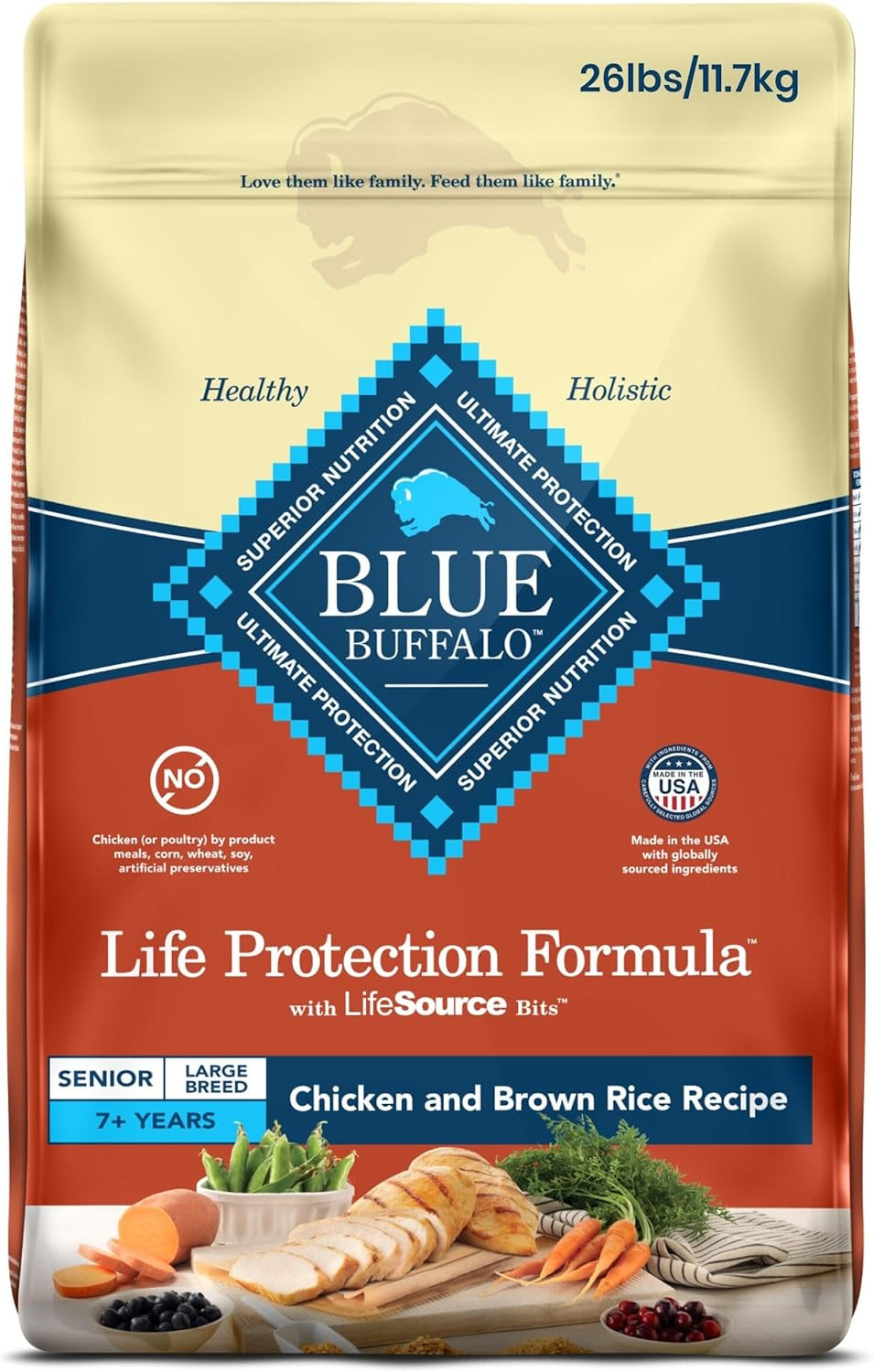 Life Protection Formula Adult Dog Food - Natural Dry Dog Food for Adult Dogs - Chicken and Brown Rice - 11.7 Kg Bag