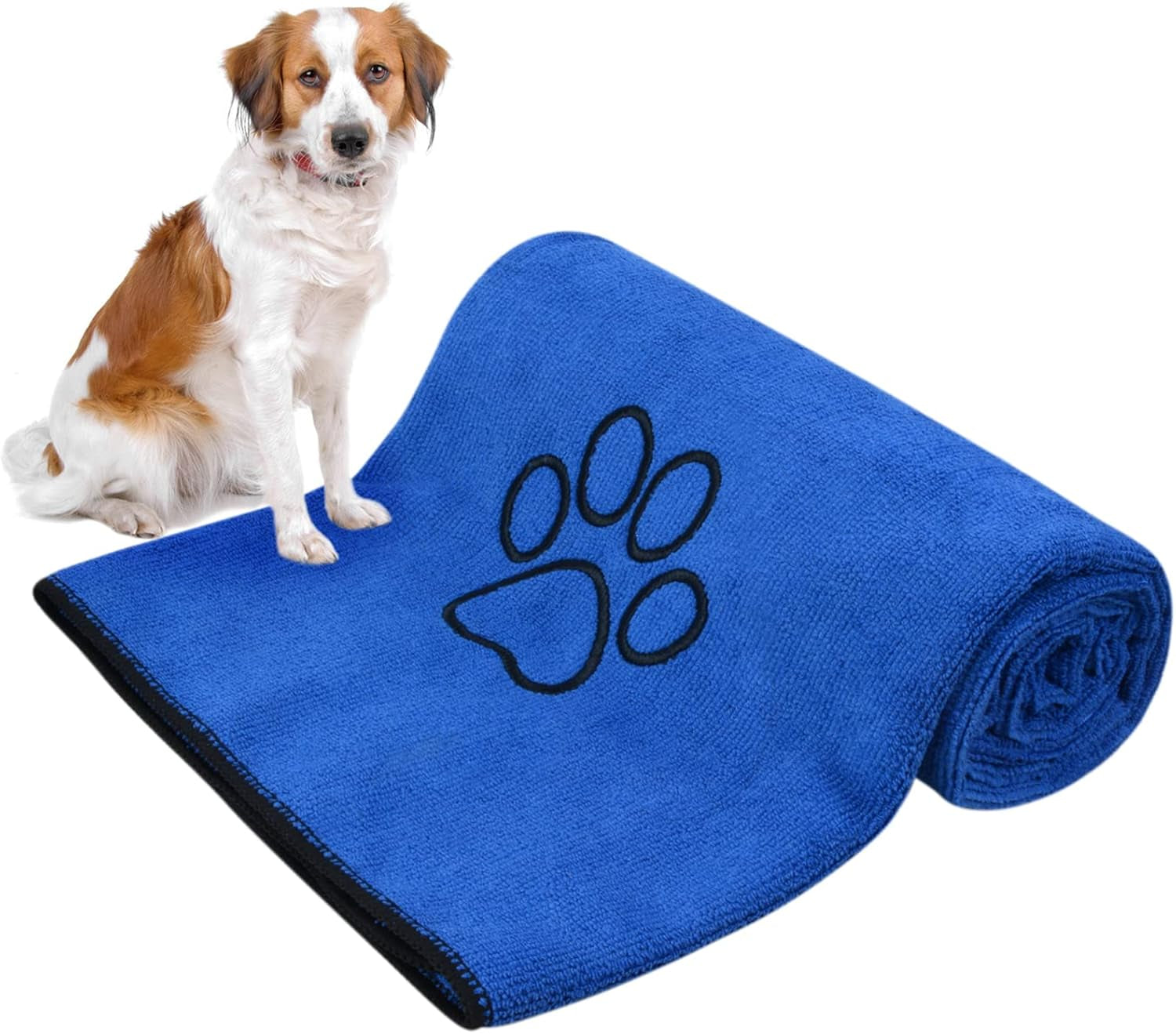 Microfiber Dog Towel Super Absorbent Pet Bath Towel Large Size for All Dogs and Cats with Embroidered Paw Print 30Inch X 50Inch Gray