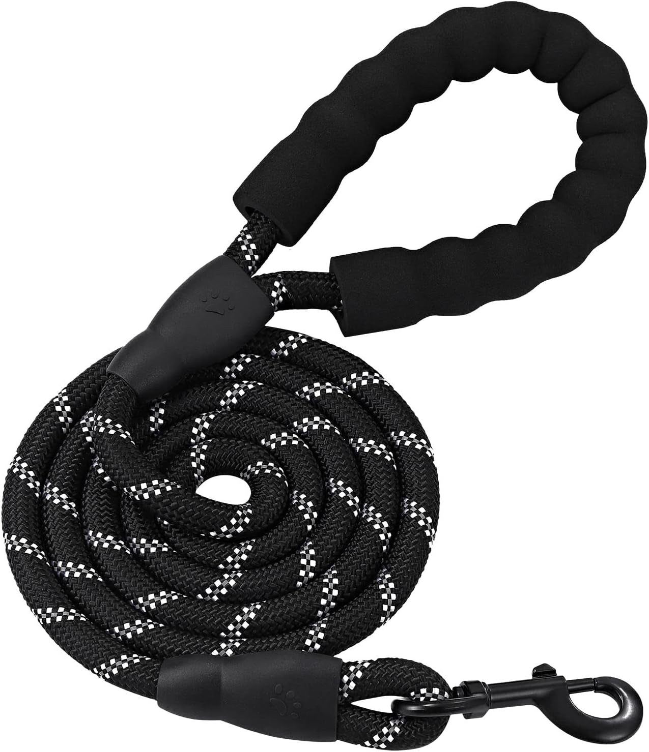 6FT/10FT Strong Dog Leashes with Comfortable Padded Handle and Highly Reflective Threads for Small Medium and Large Dogs(6 Feet X1/2'' (Pack of 1), Black)