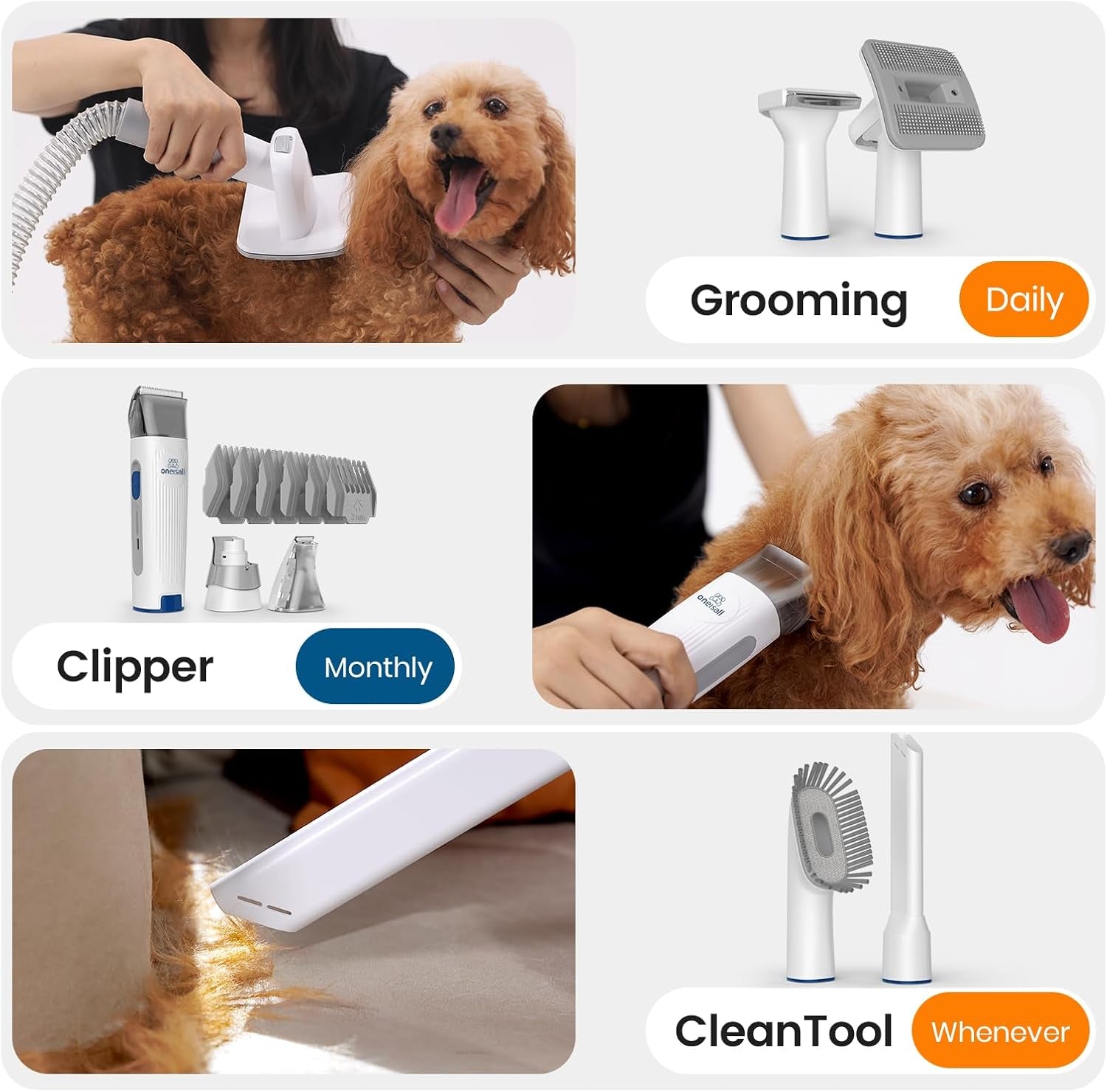 Dog Grooming Kit, Dog Grooming Clippers, Professional Pet Grooming Vacuum with 7 Pet Grooming Tools for Shedding Thick & Thin Dogs Cats Pet Hair