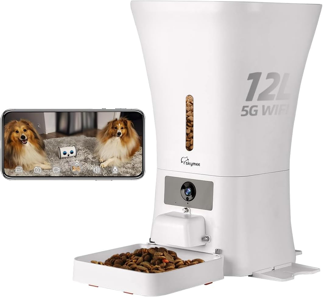 8L Smart Automatic Pet Feeder Food Dispenser for Cats & Dogs - 1080P Full HD Pet Camera Treat Dispenser with Night Vision and 2-Way Audio, Wi-Fi Enabled App for Iphone and Android