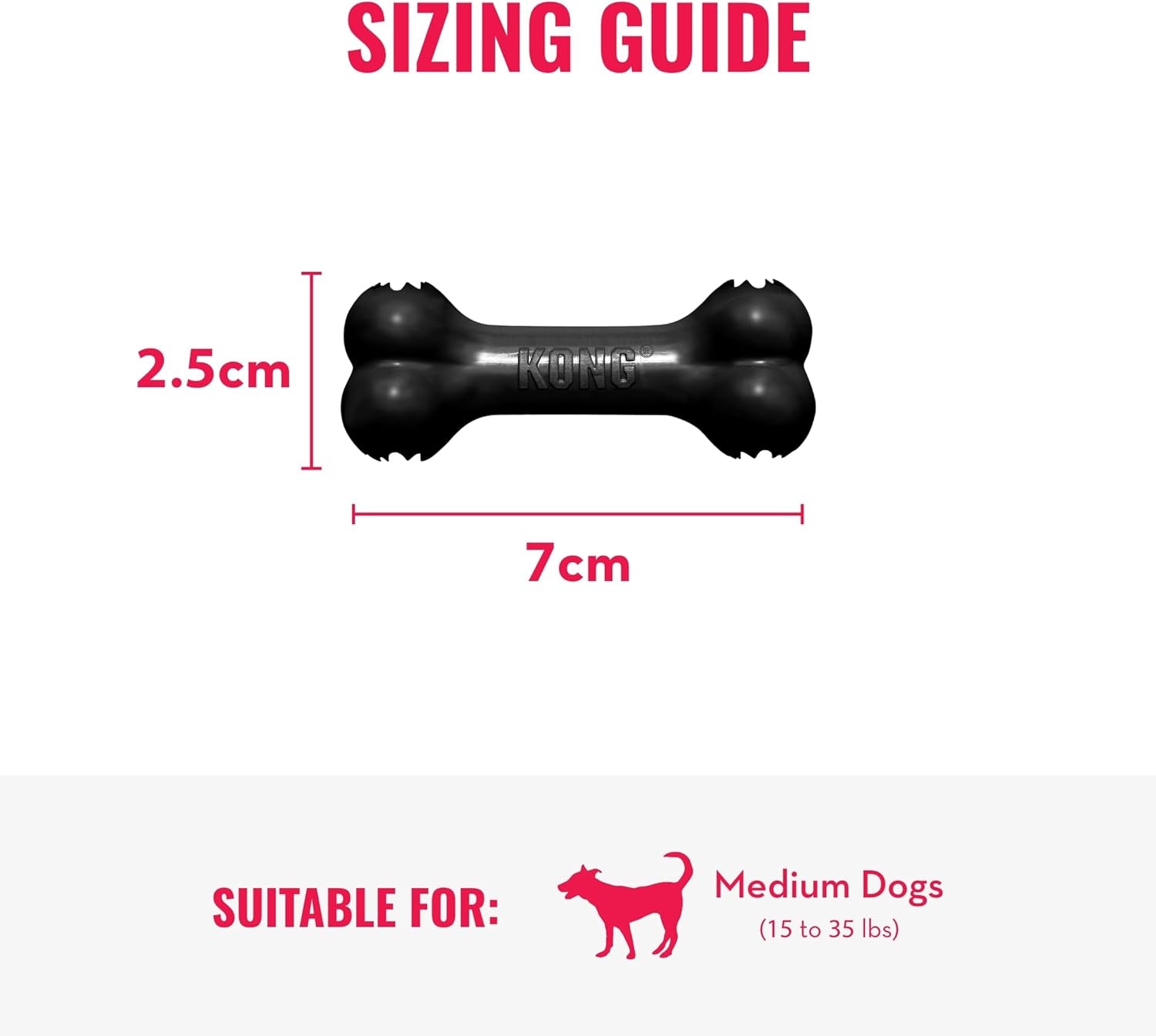 Extreme Goodie Bone™ - Durable Rubber Dog Bone for Power Chewers, Black - for Medium Dogs