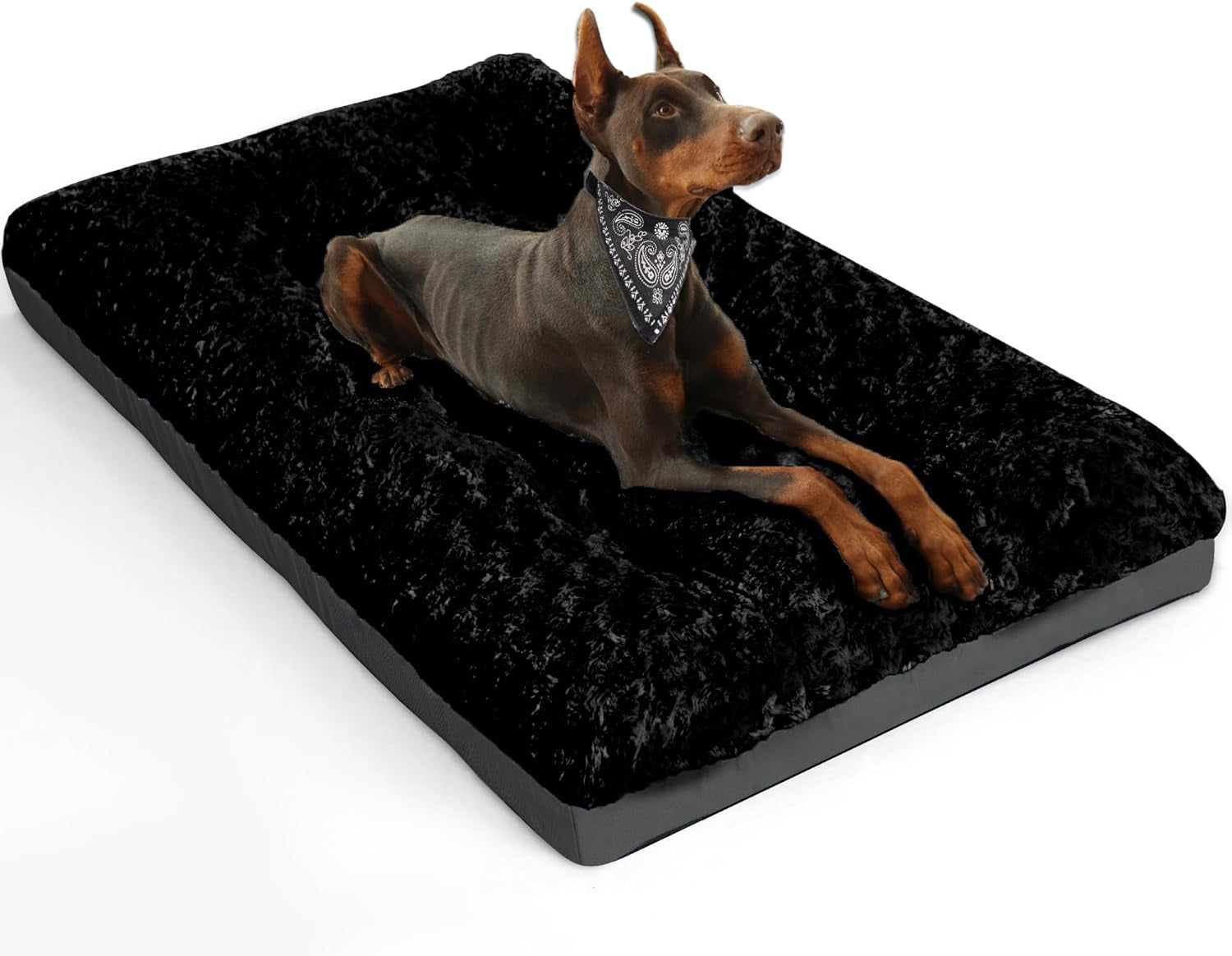 Deluxe Washable Dog Bed for Large Dogs Dog Crate Mat 36 Inch Comfy Fluffy Kennel Pad Anti-Slip for Dogs up to 60 Lbs, 36" X 23", Grey