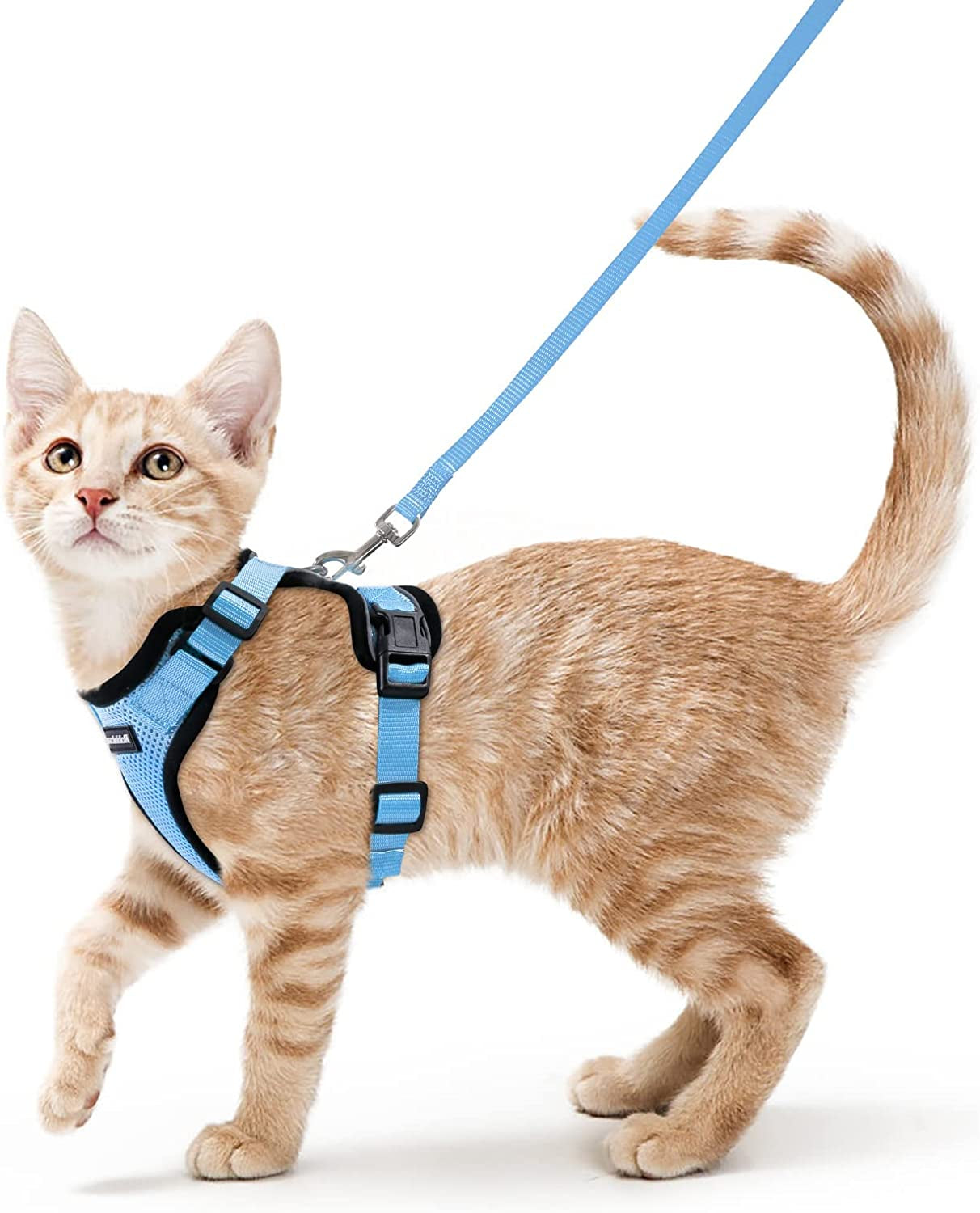 Cat Harness and Leash for Walking, Escape Proof Soft Adjustable Vest Harnesses for Small Medium Cats, Easy Control Breathable Reflective Strips Jacket, XS, Black