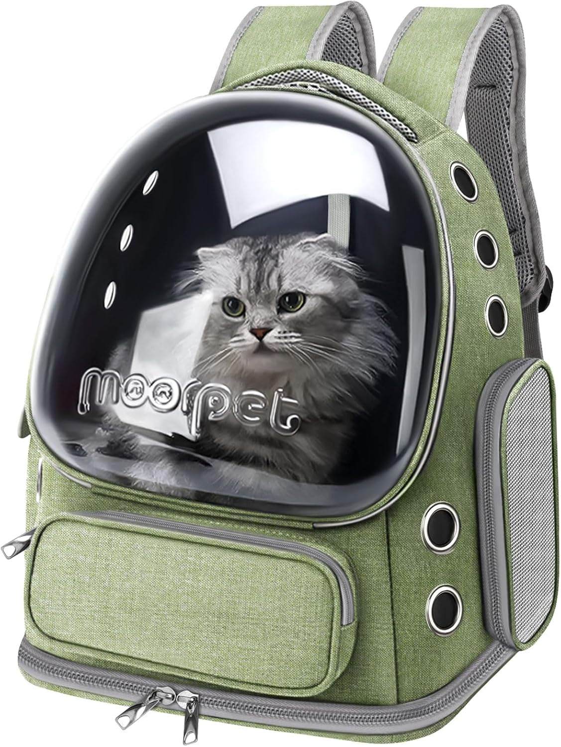 Cat Backpack Carrier, Breathable Cat Carrier Backpack Large Space Cat Bubble Backpack for Kitty Small Dog, Foldable Airline Approved Cat Backpack, Transparent Cat Travel Backpack up to 20 Lbs (Grey)