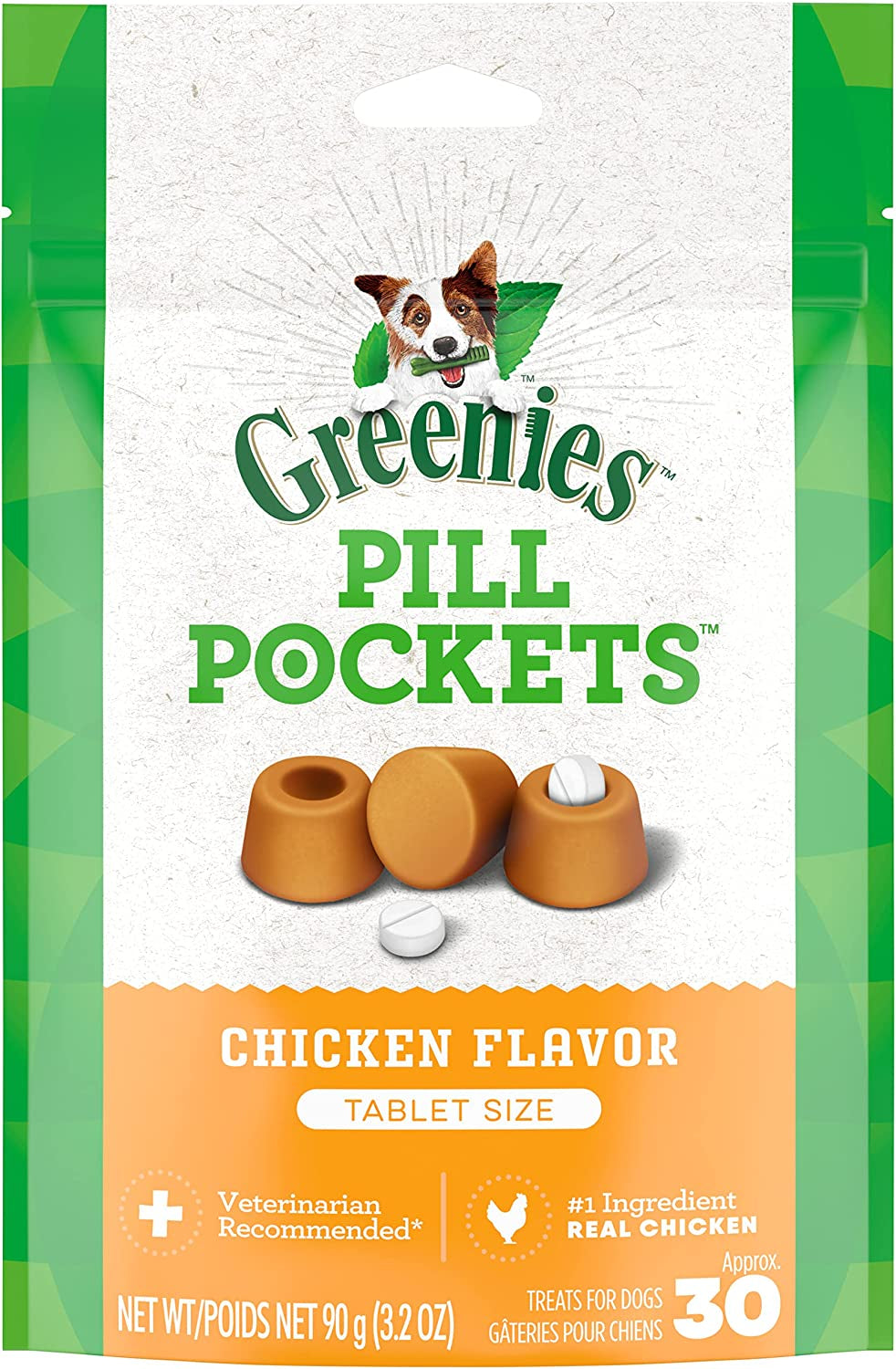 Pill Pockets Adult Dog Treats Capsule Size Natural Soft with Real Peanut Butter, (30 Treats) 7.9Oz. Pack