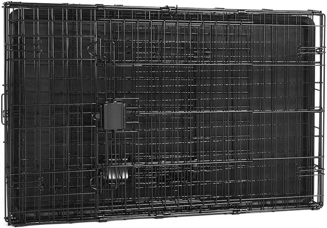 - Durable, Foldable Metal Wire Dog Crate with Tray, Double Door, 36 X 23 X 25 Inches, Black