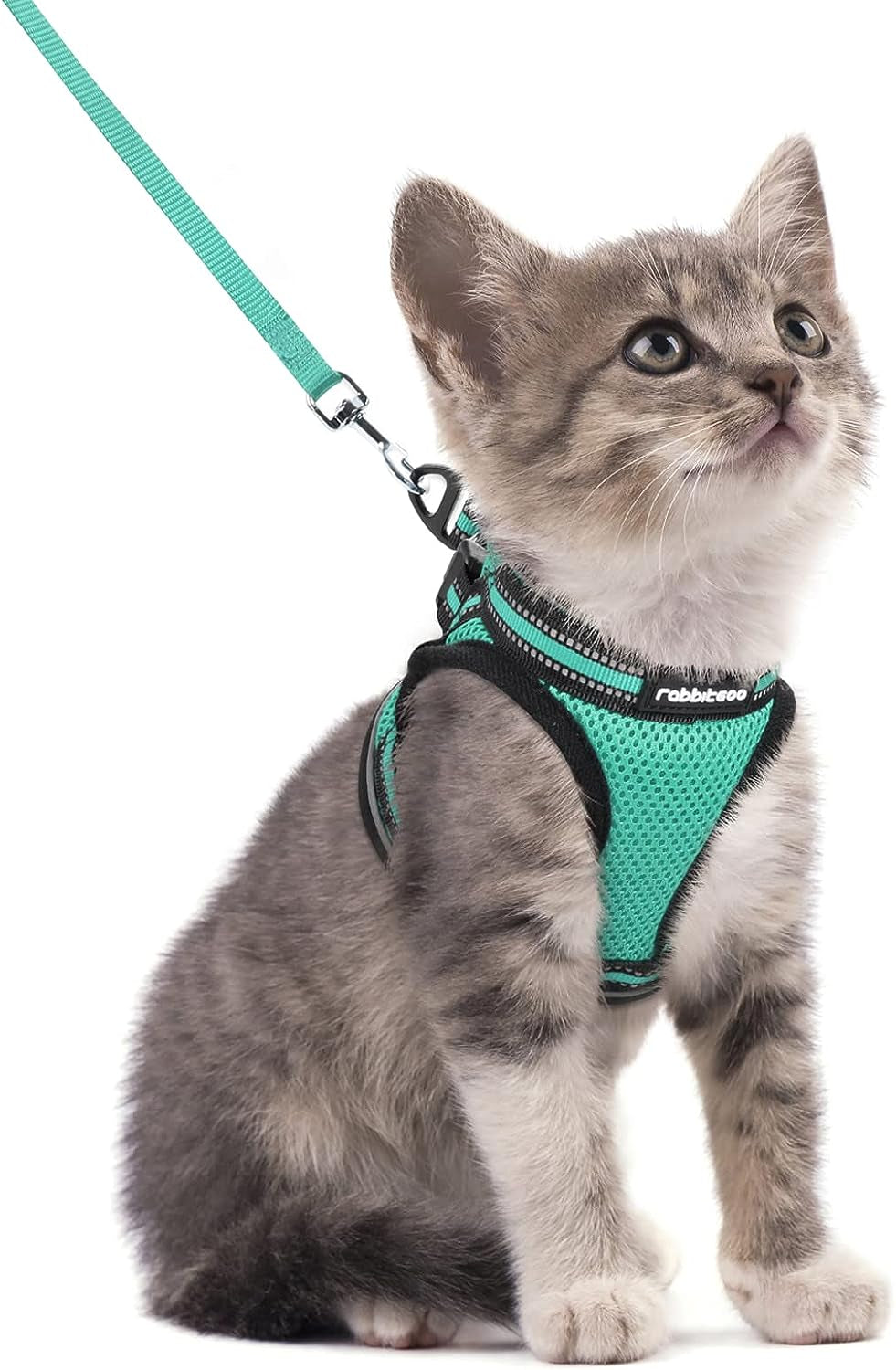 Cat Harness and Leash Set for Walking Escape Proof, Adjustable Soft Kittens Vest with Reflective Strip for Cats, Comfortable Outdoor Vest, Black, Small