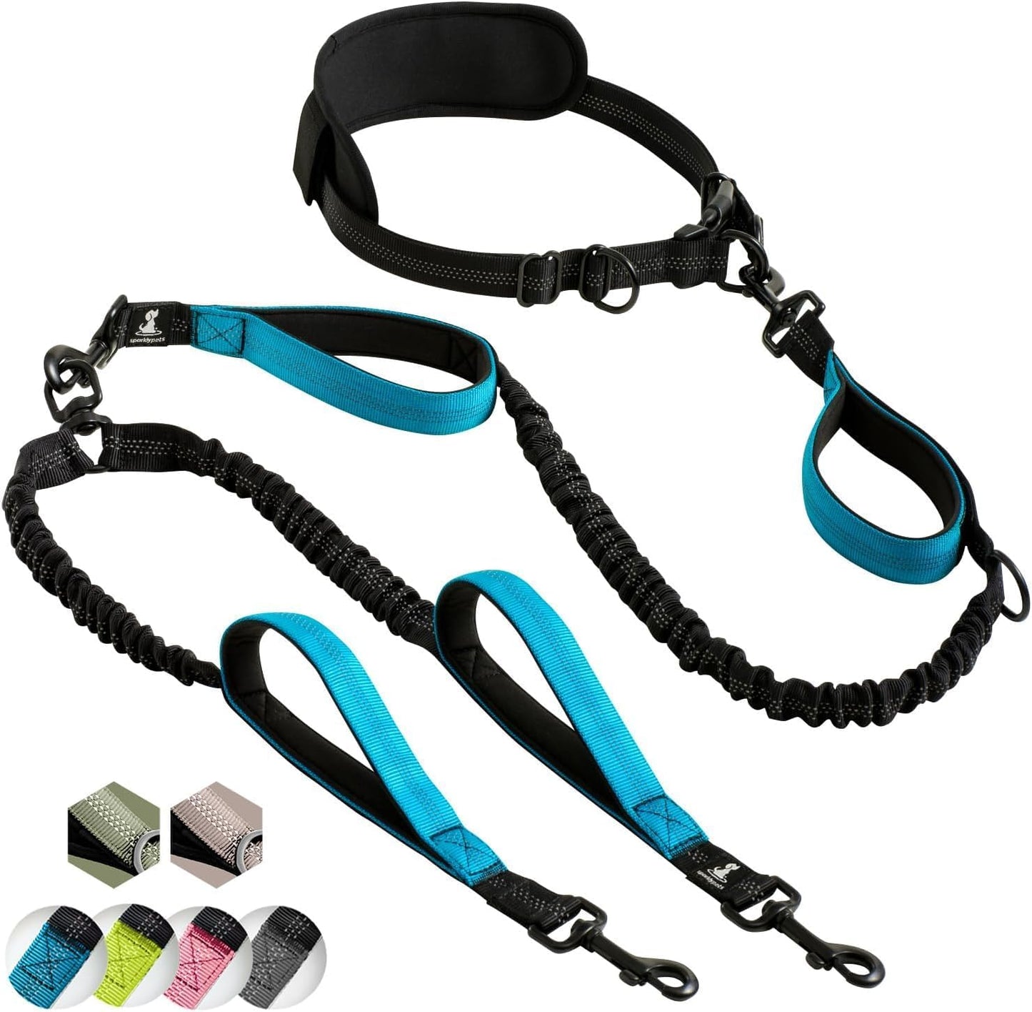 Hands-Free Dog Leash for Medium and Large Breeds – Professional Harness with Reflective Stitches for Training, Walking, Jogging and Running Your Pet (Gray, for 1 Dog)