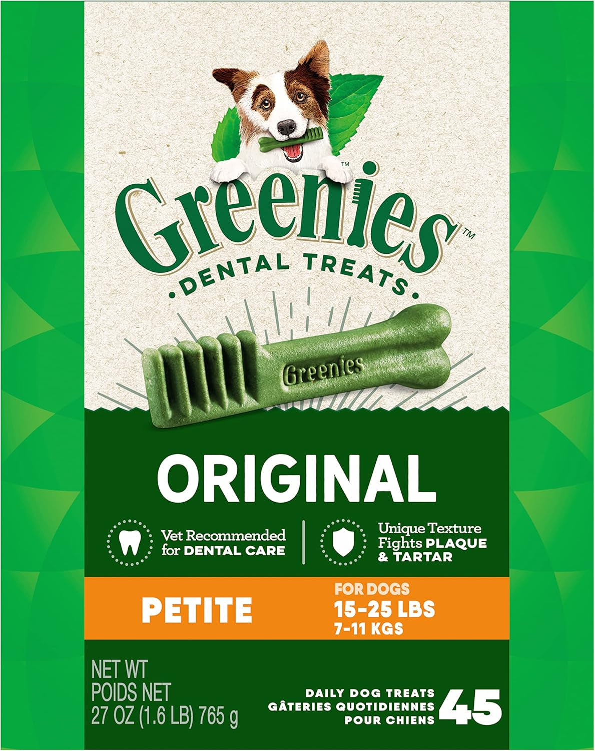 Adult Dog Treats Original PETITE Natural Dental Care, (60 Treats) 36Oz. Pack