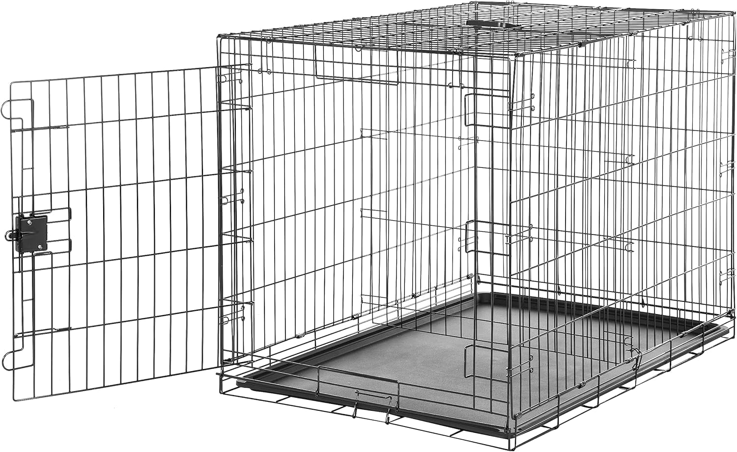 - Durable, Foldable Metal Wire Dog Crate with Tray, Double Door, 36 X 23 X 25 Inches, Black